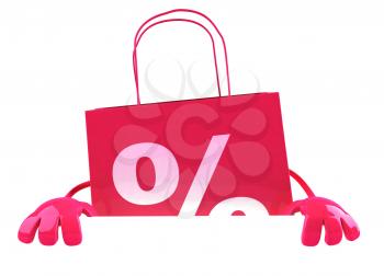 Royalty Free 3d Clipart Image of a Shopping Bag with a Percentage Sign on It