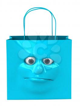 Royalty Free 3d Clipart Image of a Shopping Bag with a Face on It