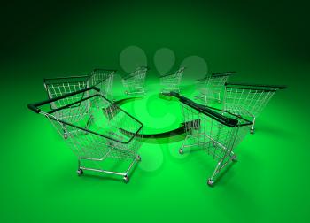 Royalty Free 3d Clipart Image of Shopping Carts With Arrows