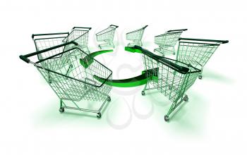 Royalty Free 3d Clipart Image of Shopping Carts With Arrows