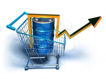 Royalty Free 3d Clipart Image of a Shopping Cart With an Oil Can