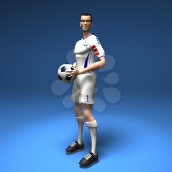 Royalty Free 3d Clipart Image of a Male Soccer Player