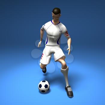 Royalty Free 3d Clipart Image of a Male Soccer Player