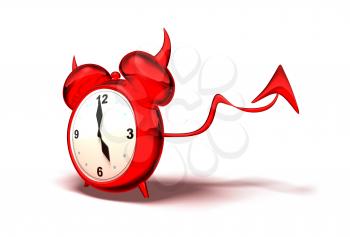 Royalty Free 3d Clipart Image of a Red Devil Alarm Clock