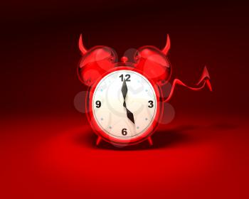 Royalty Free 3d Clipart Image of a Red Devil Alarm Clock