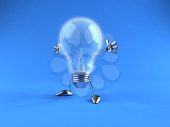 Royalty Free 3d Clipart Image of a Blue Light Bulb