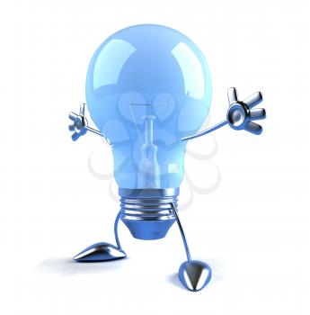 Royalty Free 3d Clipart Image of a Blue Light Bulb