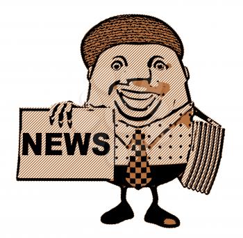 Royalty Free 3d Clipart Image of Newsman Holding a Newspaper