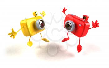 Royalty Free 3d Clipart Image of Jumping Cameras