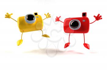 Royalty Free 3d Clipart Image of Jumping Cameras