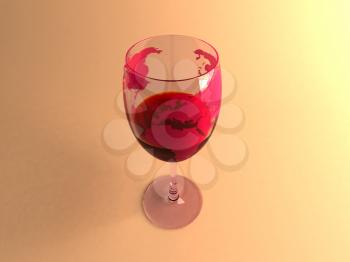 Royalty Free 3d Clipart Image of a Glass of Red Wine