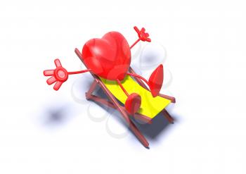 Royalty Free 3d Clipart Image of a Heart Sitting in a Lounge Chair