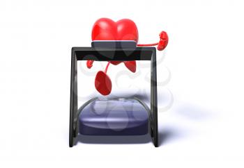 Royalty Free 3d Clipart Image of a Heart Running on a Treadmill