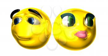 Royalty Free 3d Clipart Image of Two Smiley Emoticons