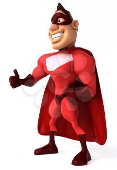 Royalty Free Clipart Image of a Superhero Giving a Thumbs Up