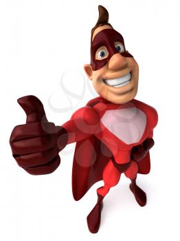 Royalty Free Clipart Image of a Superhero Giving a Thumbs Up