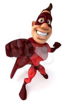 Royalty Free Clipart Image of a Superhero Punching