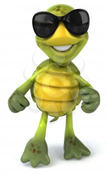 Royalty Free 3d Clipart Image of a Turtle Wearing Sunglasses