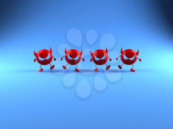 Royalty Free 3d Clipart Image of a Red Devil Emoticon