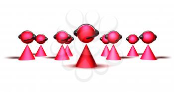 Royalty Free 3d Clipart Image of a Cone Figure Wearing a Headset