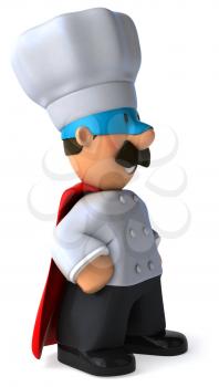 Royalty Free Clipart Image of a Superhero Chef