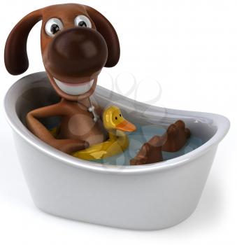 Royalty Free Clipart Image of a Dog in a Bathtub