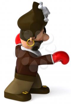 Royalty Free Clipart Image of a Fighting Pirate