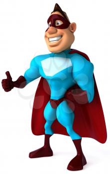 Royalty Free Clipart Image of a Superhero Giving a Thumbs Up