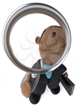 Royalty Free Clipart Image of a Businessman With a Magnifying Glass