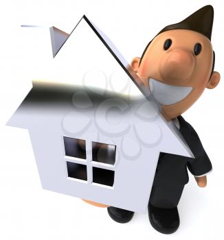 Royalty Free Clipart Image of a Man With a House