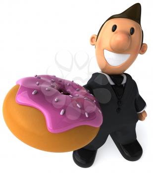Royalty Free Clipart Image of a Businessman With a Doughnut