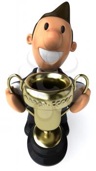 Royalty Free Clipart Image of a Man With a Trophy