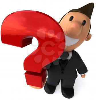 Royalty Free Clipart Image of a Businessman With a Question Mark