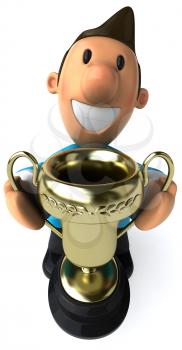 Royalty Free Clipart Image of a Man With a Trophy