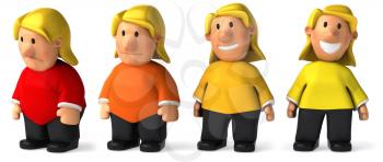Royalty Free Clipart Image of a Woman Losing Weight
