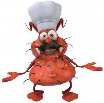 Royalty Free Clipart Image of a Germ in a Chef's Hat