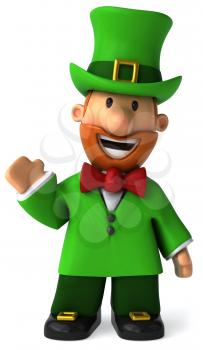 Royalty Free Clipart Image of a Waving Leprechaun