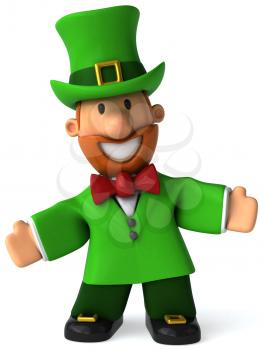 Royalty Free Clipart Image of a Waving Leprechaun