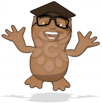 Royalty Free Clipart Image of a Happy Owl Professor