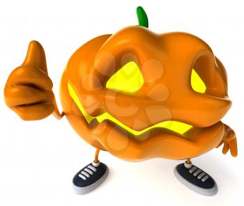 Royalty Free Clipart Image of a Jack-o-Lantern Giving a Thumbs Up