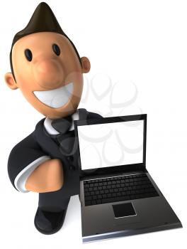 Royalty Free Clipart Image of a Businessman With a Laptop