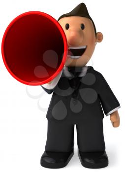 Royalty Free Clipart Image of a Businessman With a Megaphone