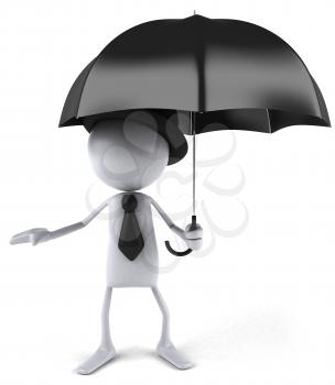 Royalty Free Clipart Image of a Man With an Umbrella