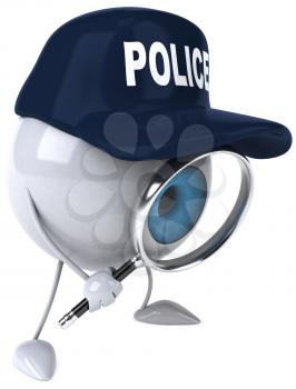 Royalty Free Clipart Image of a Police Eyeball With a Magnifying Glass