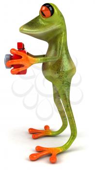 Royalty Free Clipart Image of a Frog With a Camera