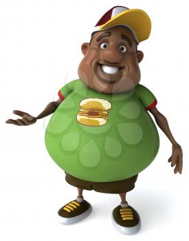 Royalty Free Clipart Image of an Overweight Black Man