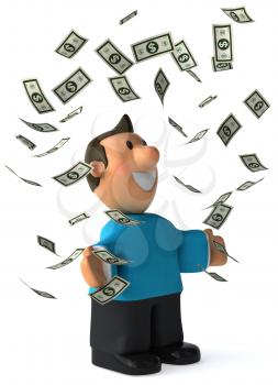 Royalty Free Clipart Image of a Man Juggling Money