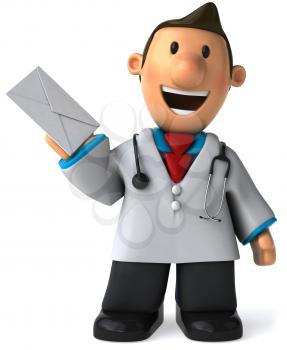 Royalty Free Clipart Image of a Doctor With an Envelope