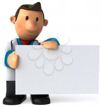 Royalty Free Clipart Image of a Doctor With a Sign