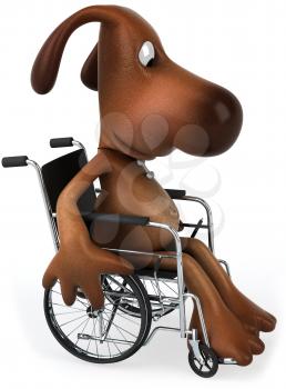 Royalty Free Clipart Image of a Dog in a Wheelchair